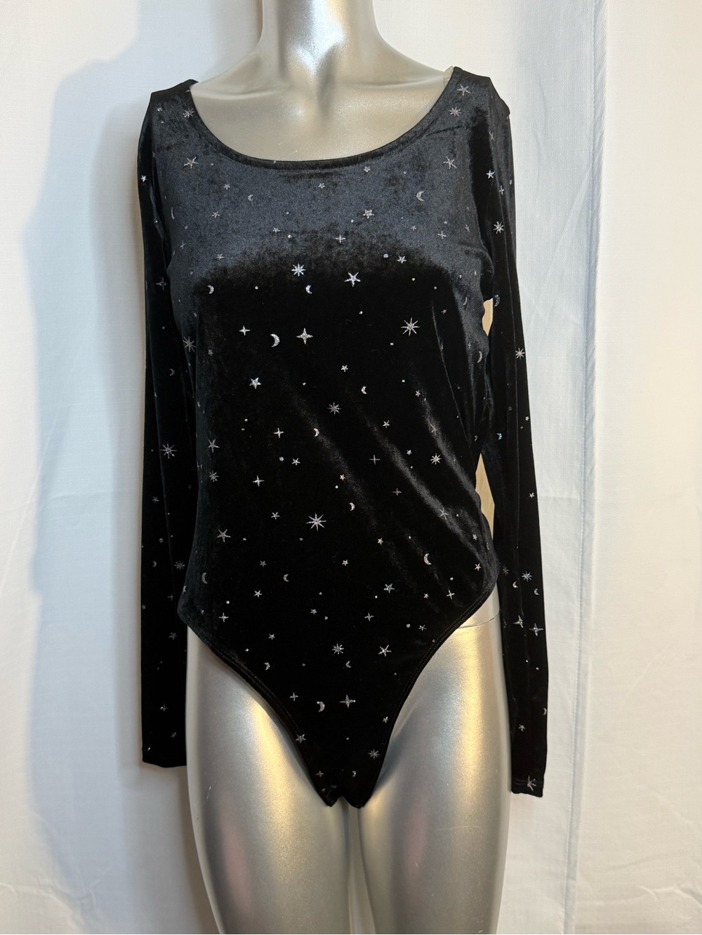 Target Black Velvet Star & Moon Long Sleeve Bodysuit